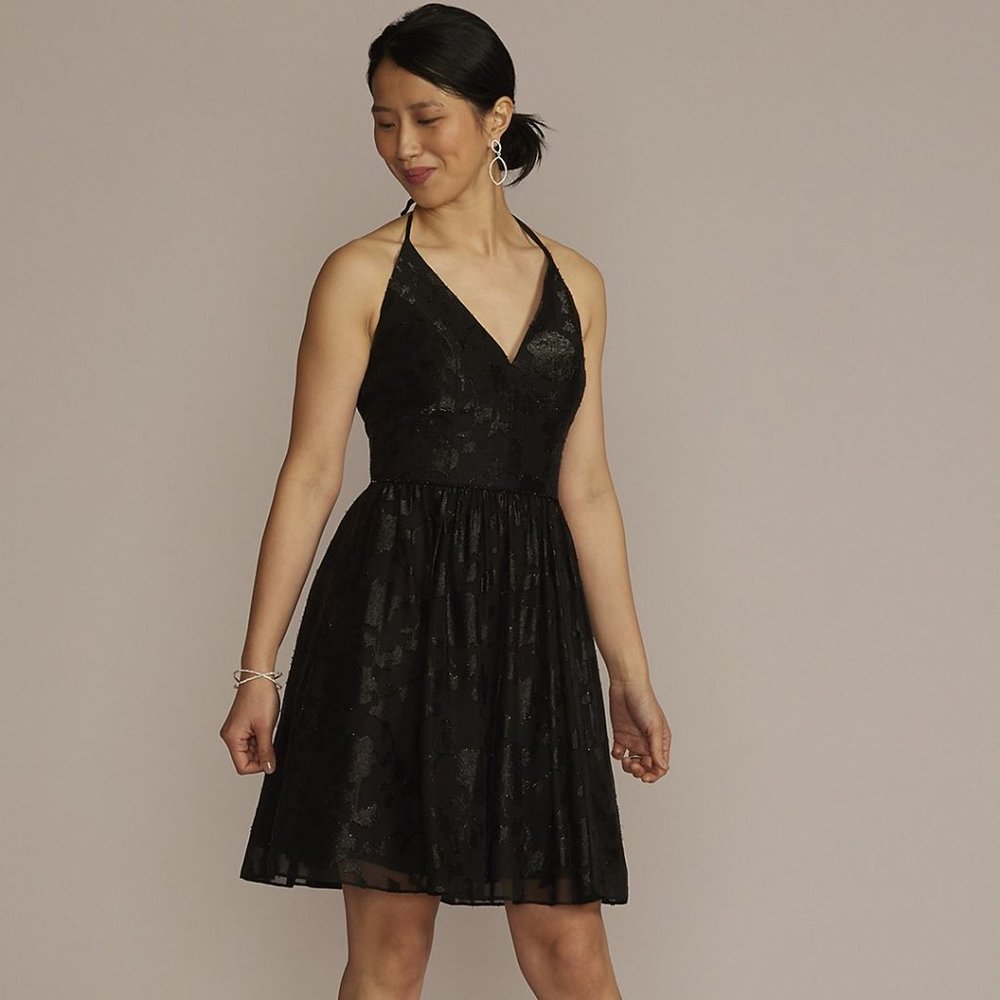 NWT David's Bridal Short Black Halter Dress